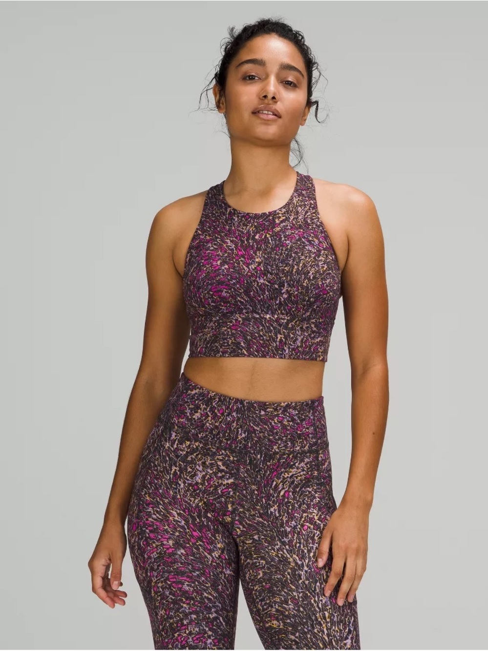 lululemon athletica Wunder Train Longline Bra Medium Support Multi-Print Size 4